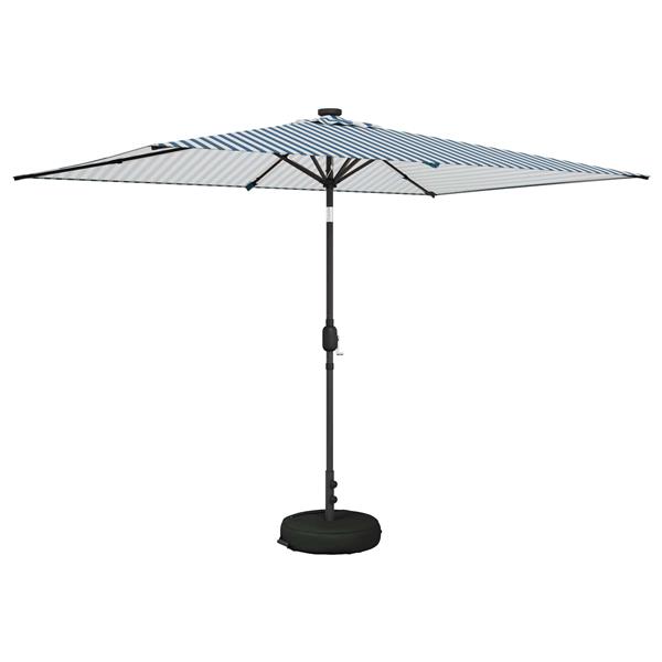Grote foto vidaxl tuinparasol met led lampen en voet 200 x 300 cm polyester tuin en terras overige tuin en terras