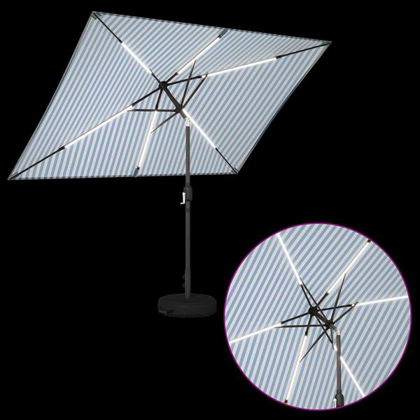 Grote foto vidaxl tuinparasol met led lampen en voet 200 x 300 cm polyester tuin en terras overige tuin en terras