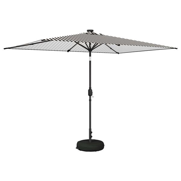 Grote foto vidaxl tuinparasol met led lampen en voet 200 x 300 cm polyester tuin en terras overige tuin en terras