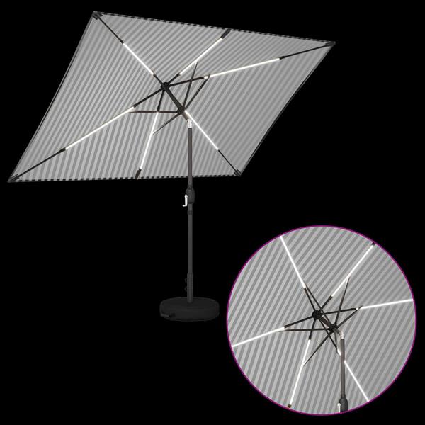 Grote foto vidaxl tuinparasol met led lampen en voet 200 x 300 cm polyester tuin en terras overige tuin en terras