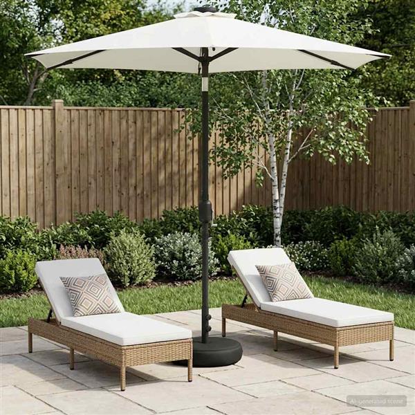 Grote foto vidaxl tuinparasol met led lampen en voet 230 x 230 cm polyester tuin en terras overige tuin en terras