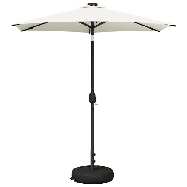 Grote foto vidaxl tuinparasol met led lampen en voet 230 x 230 cm polyester tuin en terras overige tuin en terras