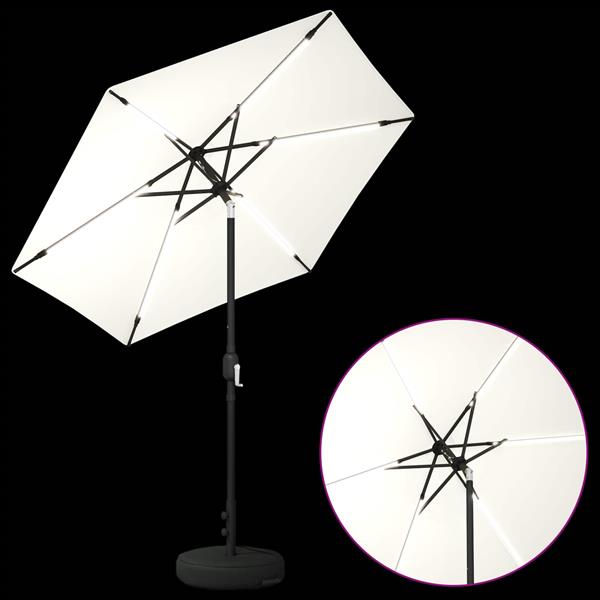 Grote foto vidaxl tuinparasol met led lampen en voet 230 x 230 cm polyester tuin en terras overige tuin en terras