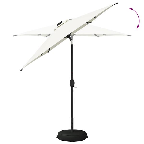 Grote foto vidaxl tuinparasol met led lampen en voet 230 x 230 cm polyester tuin en terras overige tuin en terras