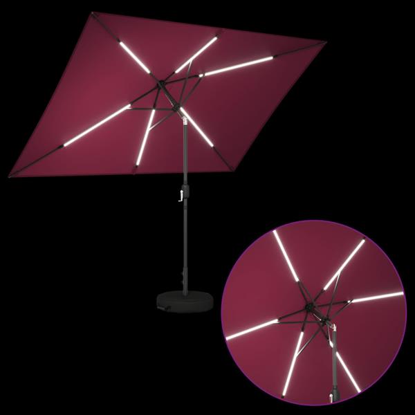 Grote foto vidaxl tuinparasol met led lampen en voet 200 x 300 cm polyester tuin en terras overige tuin en terras