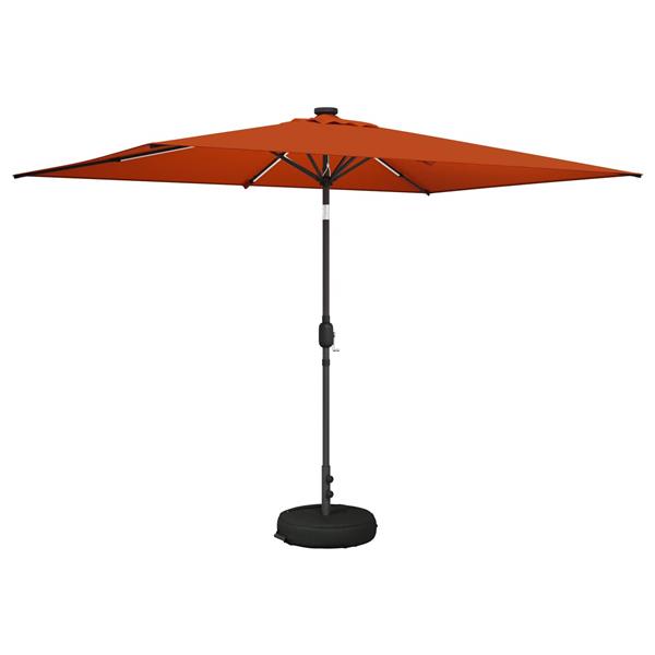 Grote foto vidaxl tuinparasol met led lampen en voet 200 x 300 cm polyester tuin en terras overige tuin en terras