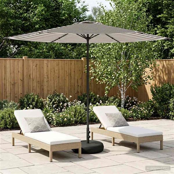 Grote foto vidaxl tuinparasol met basis 300 x 300 cm polyester rechthoekig tuin en terras overige tuin en terras