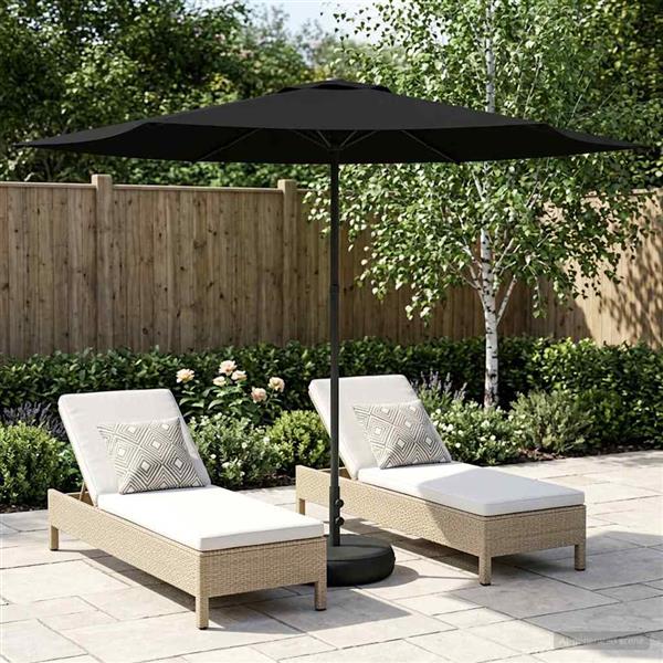 Grote foto vidaxl tuinparasol met basis 300 x 300 cm polyester rechthoekig zwart tuin en terras overige tuin en terras