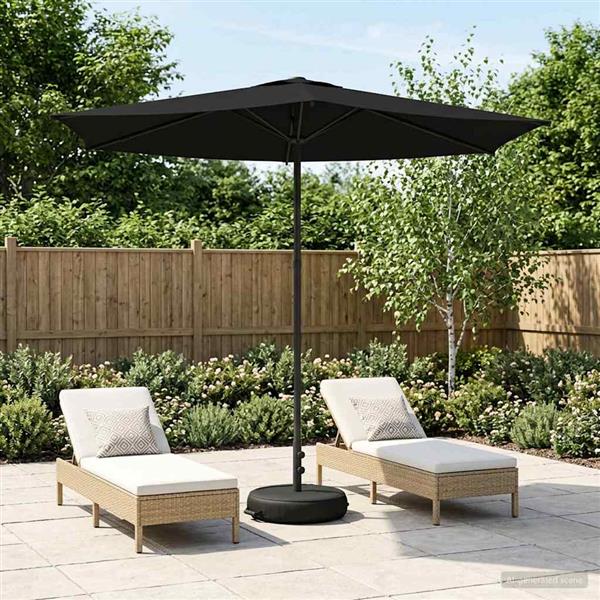 Grote foto vidaxl tuinparasol met basis 270 x 270 cm polyester rechthoekig zwart tuin en terras overige tuin en terras