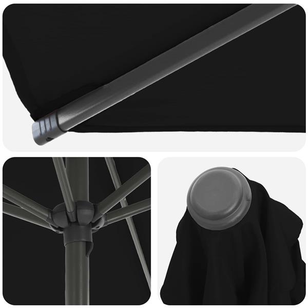 Grote foto vidaxl tuinparasol met basis 270 x 270 cm polyester rechthoekig zwart tuin en terras overige tuin en terras