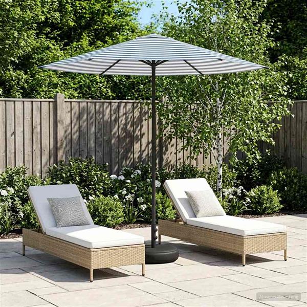 Grote foto vidaxl tuinparasol met basis 230 x 230 cm polyester rechthoekig tuin en terras overige tuin en terras