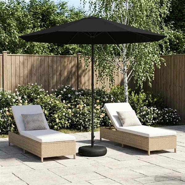 Grote foto vidaxl tuinparasol met basis 230 x 230 cm polyester rechthoekig zwart tuin en terras overige tuin en terras