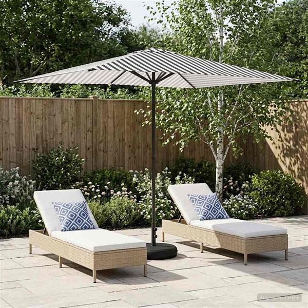 Grote foto vidaxl tuinparasol met basis 200 x 300 cm polyester rechthoekig tuin en terras overige tuin en terras