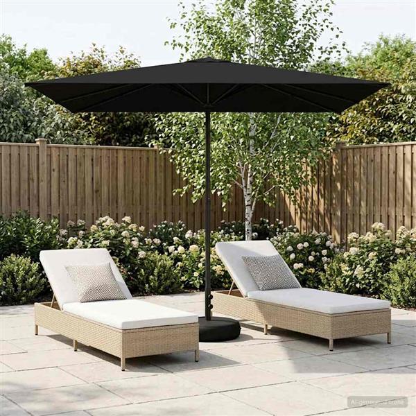 Grote foto vidaxl tuinparasol met basis 200 x 300 cm polyester rechthoekig zwart tuin en terras overige tuin en terras