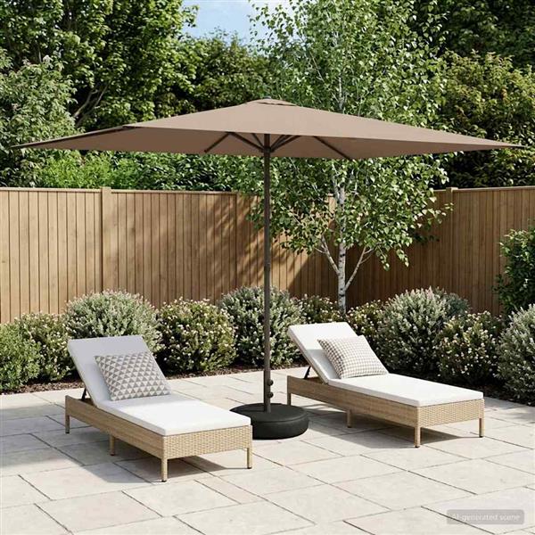 Grote foto vidaxl tuinparasol met basis 200 x 300 cm polyester rechthoekig taupe tuin en terras overige tuin en terras