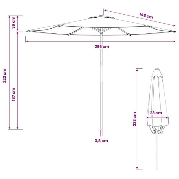 Grote foto vidaxl tuinparasol 300 x 300 cm polyester rechthoekig zwart tuin en terras overige tuin en terras