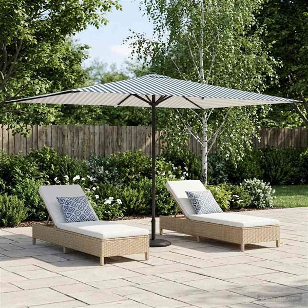 Grote foto vidaxl tuinparasol 200 x 300 cm polyester rechthoekig blauw en wit tuin en terras overige tuin en terras