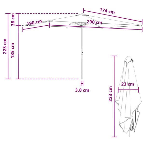 Grote foto vidaxl tuinparasol 200 x 300 cm polyester rechthoekig antracietkleurig tuin en terras overige tuin en terras