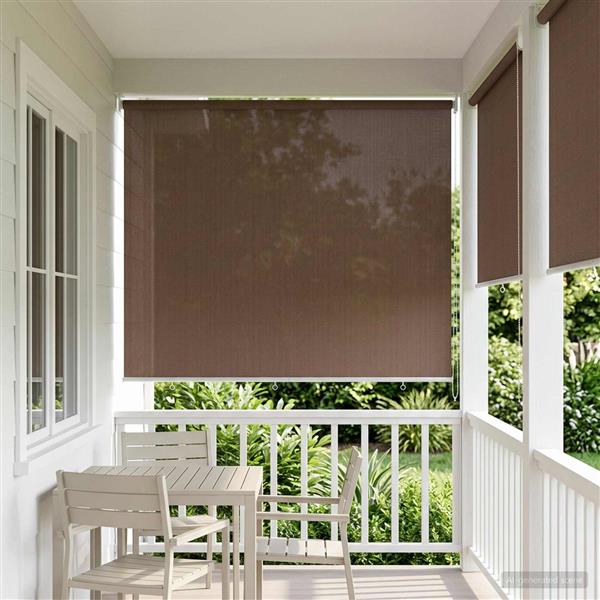 Grote foto vidaxl buitenrolgordijn 90 uv blok taupe 220 x 140 cm hdpe huis en inrichting gordijnen en lamellen