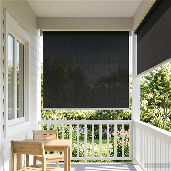 Grote foto vidaxl buitenrolgordijn 90 uv blok zwart 80 x 140 cm hdpe huis en inrichting gordijnen en lamellen