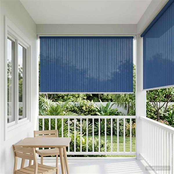 Grote foto vidaxl buitenrolgordijn 90 uv blok blauw 140 x 140 cm hdpe huis en inrichting gordijnen en lamellen