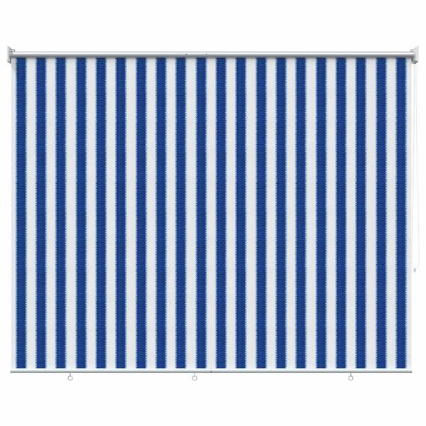 Grote foto vidaxl buitenrolgordijn 90 uv blok blauw en witte streep 220 x 230 cm huis en inrichting gordijnen en lamellen