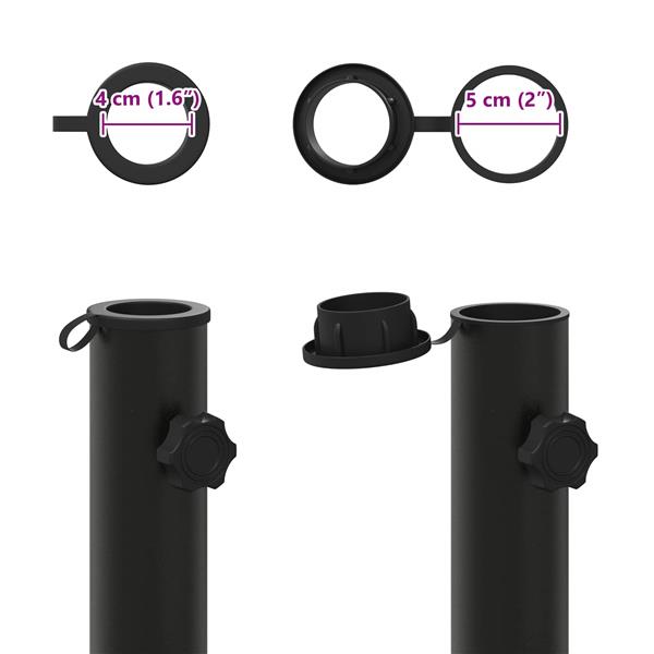 Grote foto vidaxl parasol basisbuis 0.6 kg zwart ijzer for 40 50 mm pole tuin en terras overige tuin en terras
