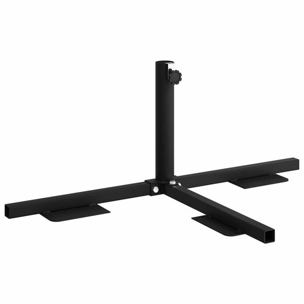 Grote foto vidaxl half parasol basis frame zwart staal for 32 38 mm pole tuin en terras overige tuin en terras