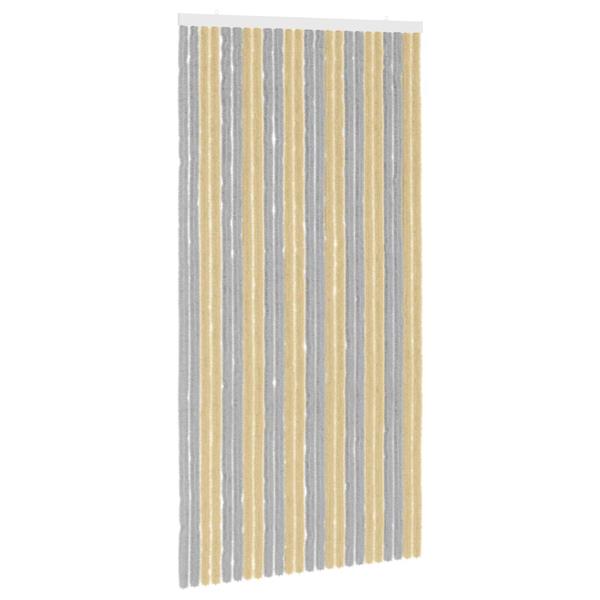 Grote foto vidaxl insecten gordijn chenille grijs en beige 100 x 200 cm 100 pp doe het zelf en verbouw deuren en horren