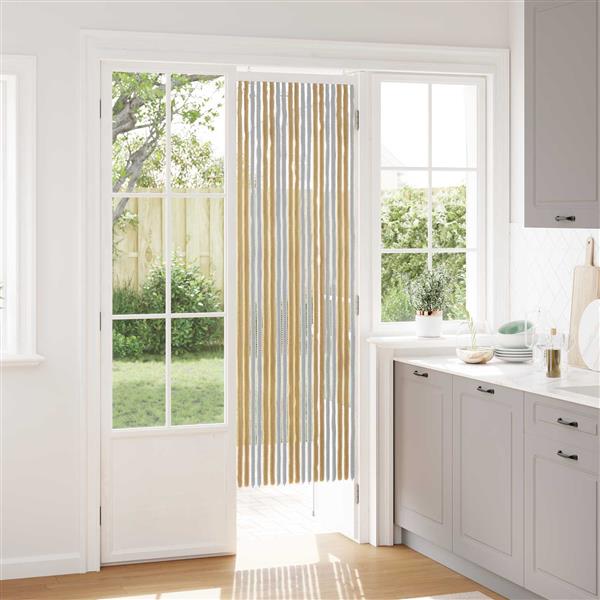 Grote foto vidaxl insecten gordijn chenille grijs en beige 56 x 185 cm 100 pp doe het zelf en verbouw deuren en horren