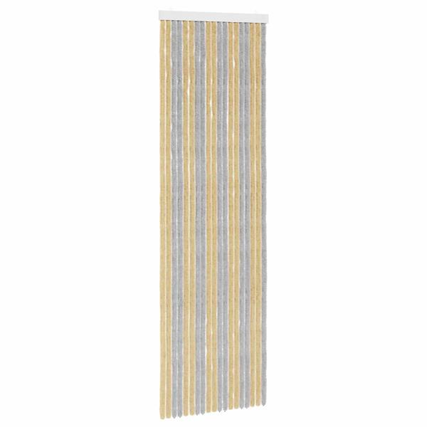 Grote foto vidaxl insecten gordijn chenille grijs en beige 56 x 185 cm 100 pp doe het zelf en verbouw deuren en horren