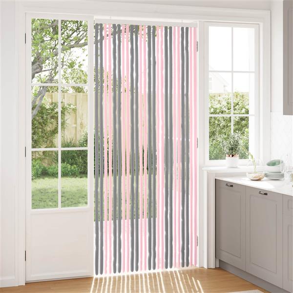 Grote foto vidaxl insecten gordijn chenille zilvergrijs en roze 100 x 230 cm doe het zelf en verbouw deuren en horren