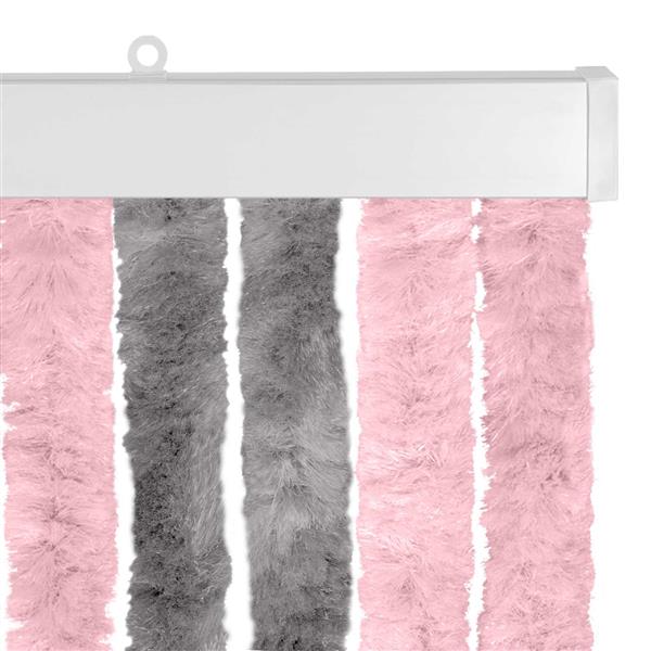 Grote foto vidaxl insecten gordijn chenille zilvergrijs en roze 90 x 220 cm doe het zelf en verbouw deuren en horren