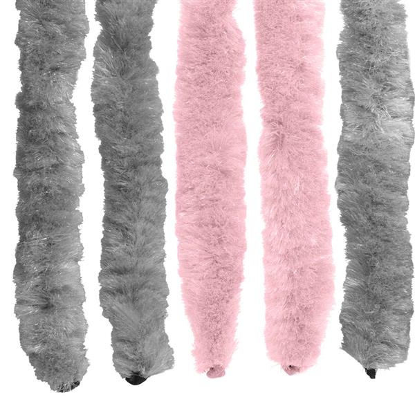 Grote foto vidaxl insecten gordijn chenille zilvergrijs en roze 56 x 185 cm doe het zelf en verbouw deuren en horren
