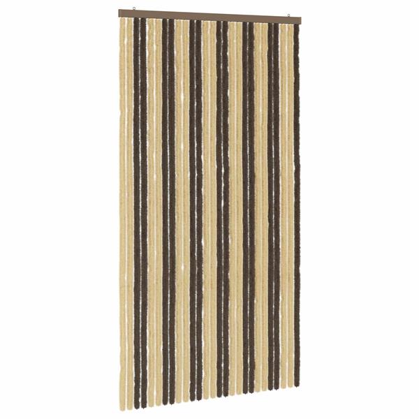 Grote foto vidaxl insecten gordijn chenille donkerbruin beige 118 x 220 cm doe het zelf en verbouw deuren en horren