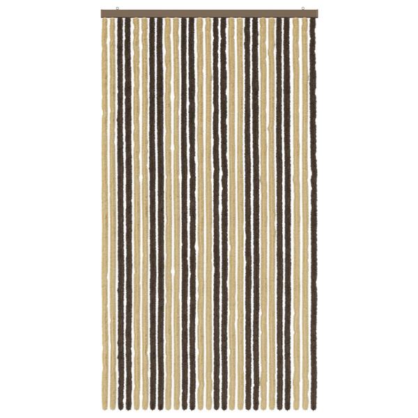 Grote foto vidaxl insecten gordijn chenille donkerbruin beige 118 x 220 cm doe het zelf en verbouw deuren en horren