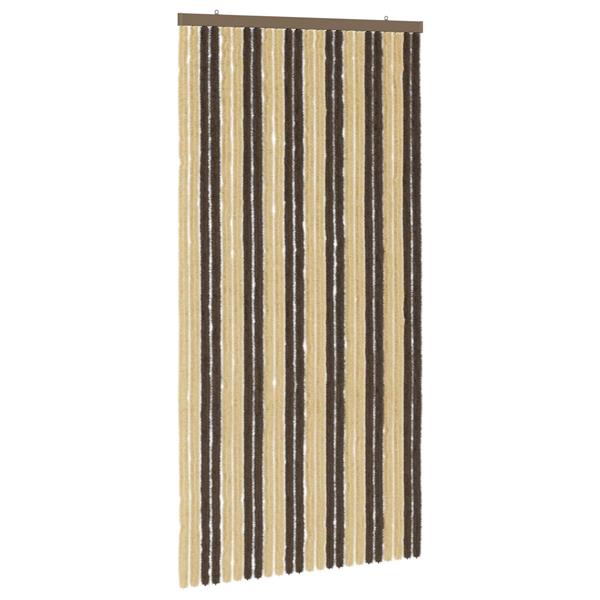 Grote foto vidaxl insecten gordijn chenille donkerbruin beige 100 x 200 cm doe het zelf en verbouw deuren en horren