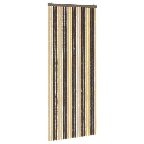 Grote foto vidaxl insecten gordijn chenille donkerbruin beige 90 x 220 cm doe het zelf en verbouw deuren en horren