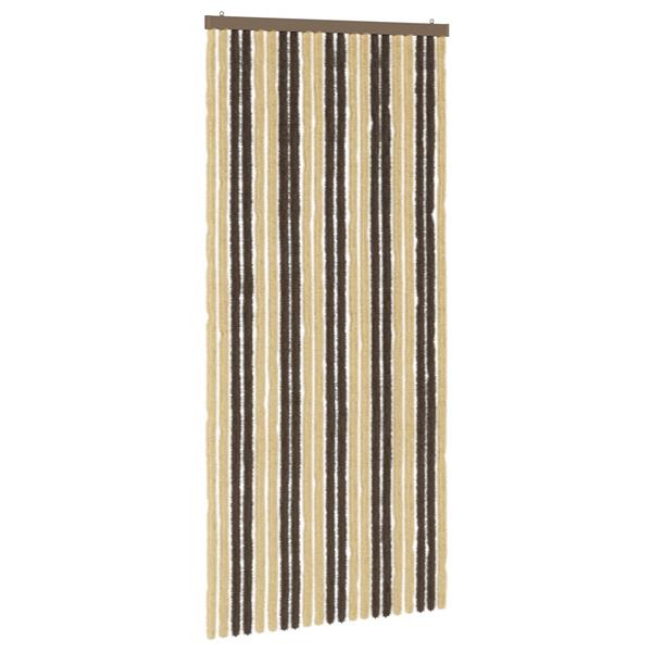 Grote foto vidaxl insecten gordijn chenille donkerbruin beige 90 x 200 cm doe het zelf en verbouw deuren en horren