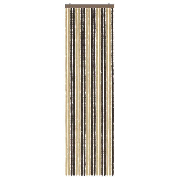Grote foto vidaxl insecten gordijn chenille donkerbruin beige 56 x 200 cm doe het zelf en verbouw deuren en horren