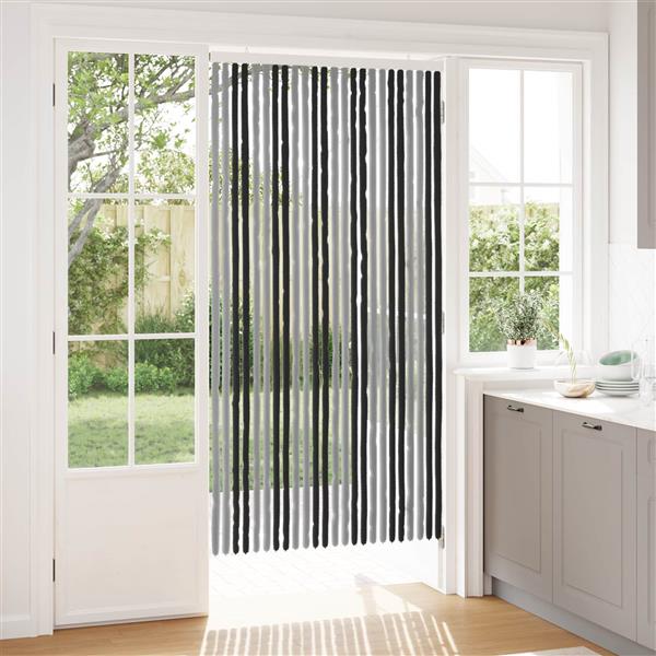 Grote foto vidaxl insecten gordijn chenille grijs en zwart 100 x 200 cm 100 pp doe het zelf en verbouw deuren en horren