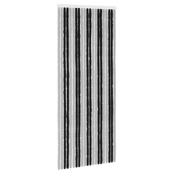 Grote foto vidaxl insecten gordijn chenille grijs en zwart 90 x 220 cm 100 pp doe het zelf en verbouw deuren en horren