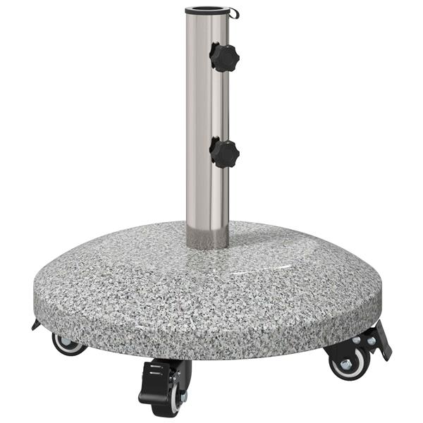 Grote foto vidaxl graniet parasolvoet met wielen voor 4 5 cm stok 27.2 kg grijs tuin en terras overige tuin en terras