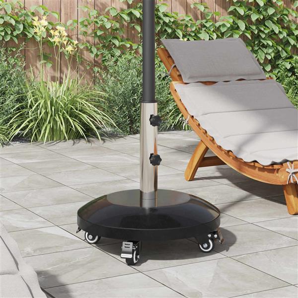 Grote foto vidaxl granieten parasolvoet met wielen voor parasolstok van 40 50 mm 29 kg zwart tuin en terras overige tuin en terras