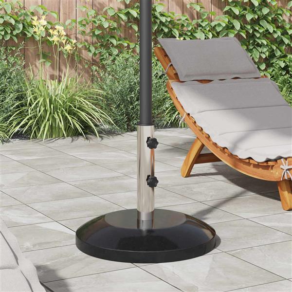 Grote foto vidaxl parasolvoet voor 40 50 mm paal 26.75 kg zwart graniet en rvs tuin en terras overige tuin en terras