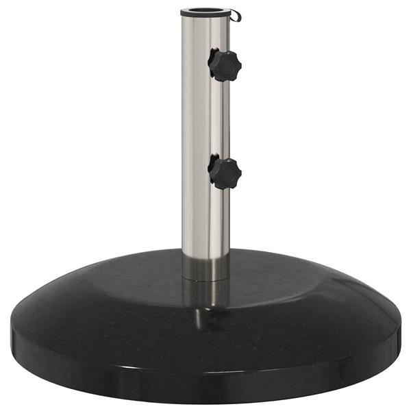 Grote foto vidaxl parasolvoet voor 40 50 mm paal 26.75 kg zwart graniet en rvs tuin en terras overige tuin en terras