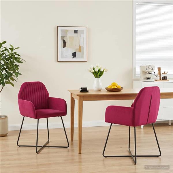 Grote foto vidaxl eettafelstoelen 2 st fluweel wijnrood 55 x 50 x 84 cm huis en inrichting stoelen