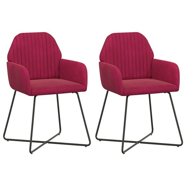 Grote foto vidaxl eettafelstoelen 2 st fluweel wijnrood 55 x 50 x 84 cm huis en inrichting stoelen
