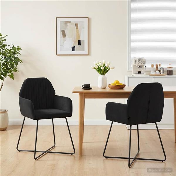 Grote foto vidaxl eettafelstoelen 2 st fluweel zwart 55 x 50 x 84 cm huis en inrichting stoelen