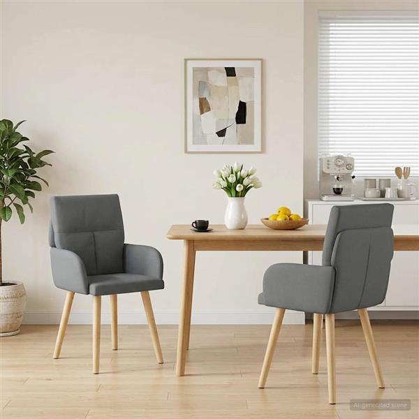 Grote foto vidaxl eettafelstoelen 2 st stof donkergrijs 60 x 56 x 85 cm huis en inrichting stoelen